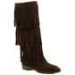 OF - Stivale Rex marrone suede con frange