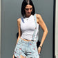 LM - Salopette Country denim con ciliegie