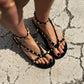 OF - Sandalo basso Chris camoscio nero con borchie