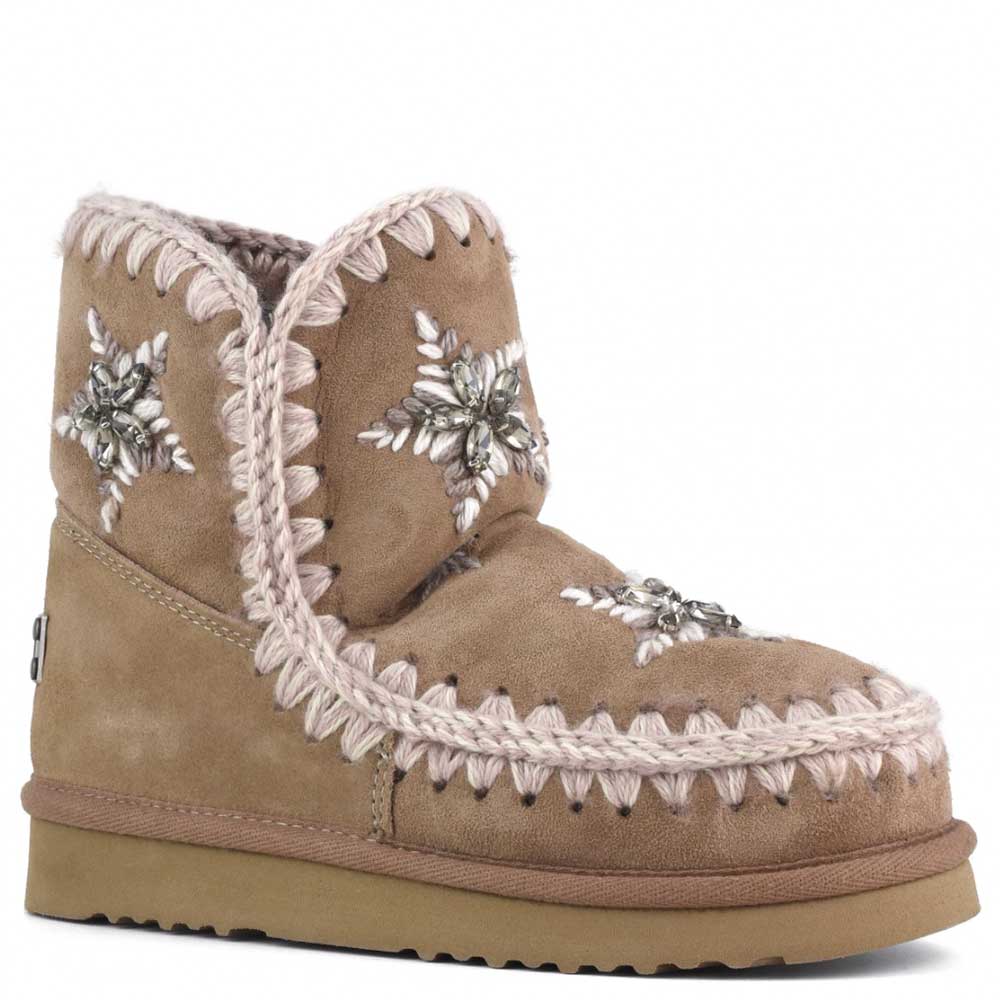 LM - MOU Eskimo wool stars rhinestones pink brown