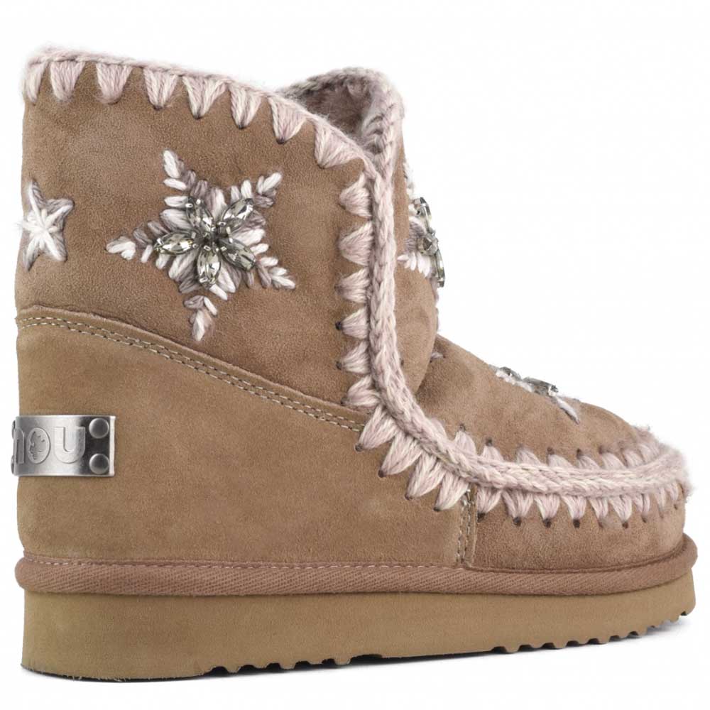 LM - MOU Eskimo wool stars rhinestones pink brown