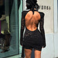 Abito Odette pizzo nero schiena nuda
