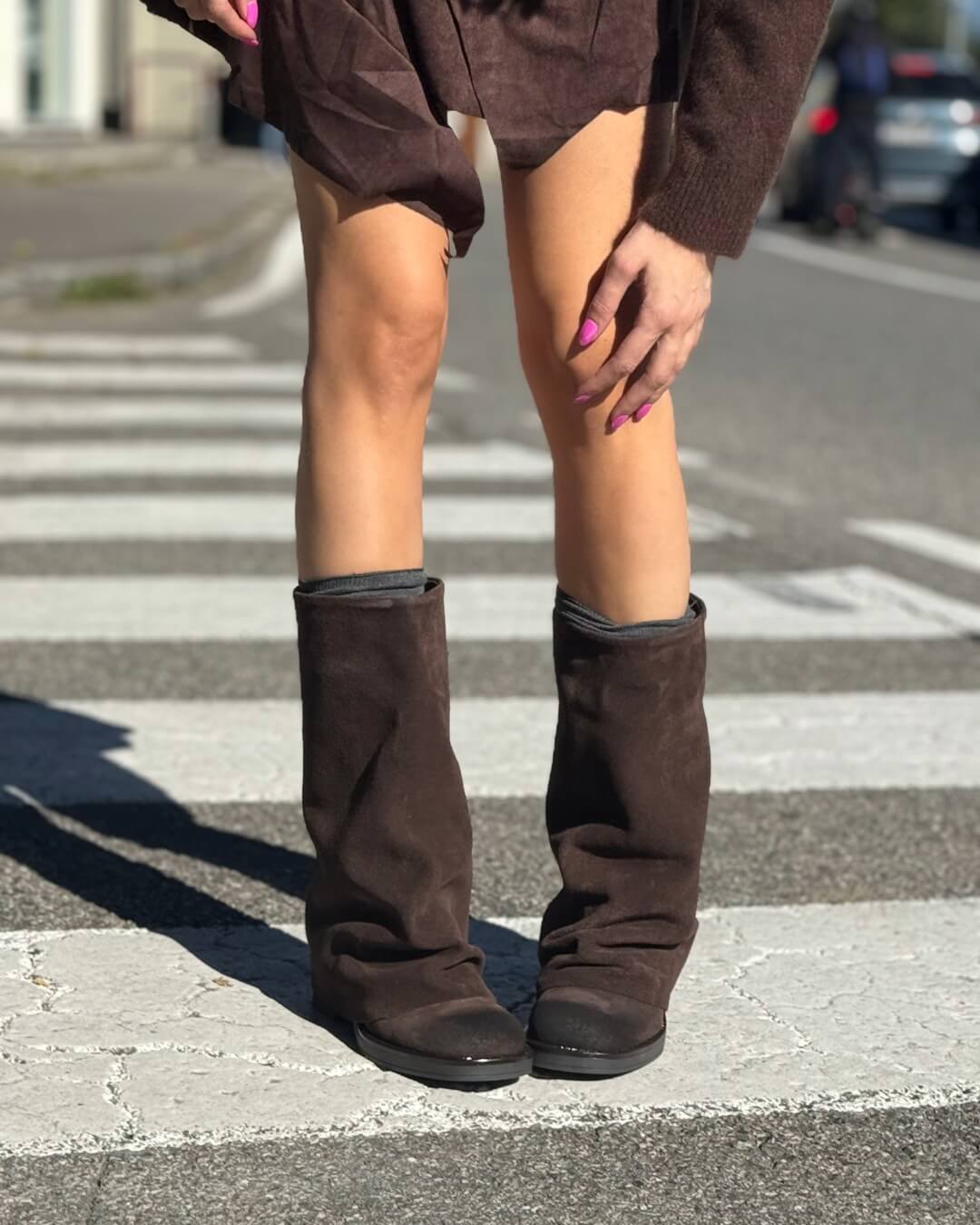 Stivale Levian camoscio testa di moro