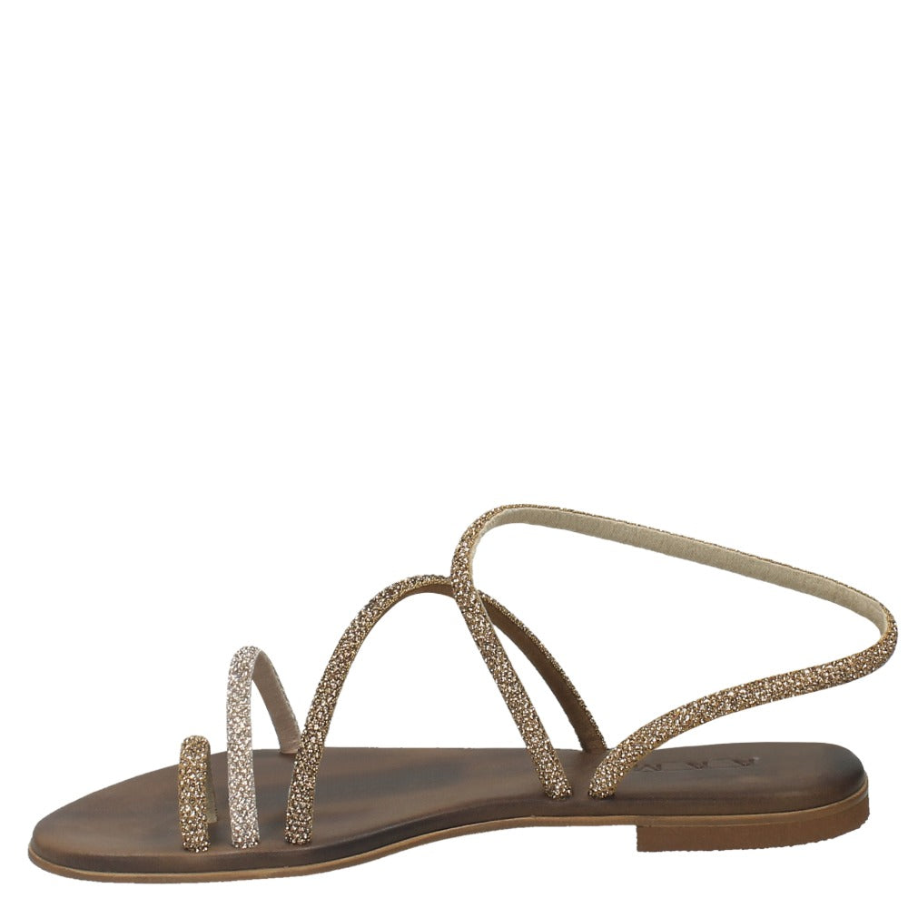 Sandalo basso Elisa strass oro mix