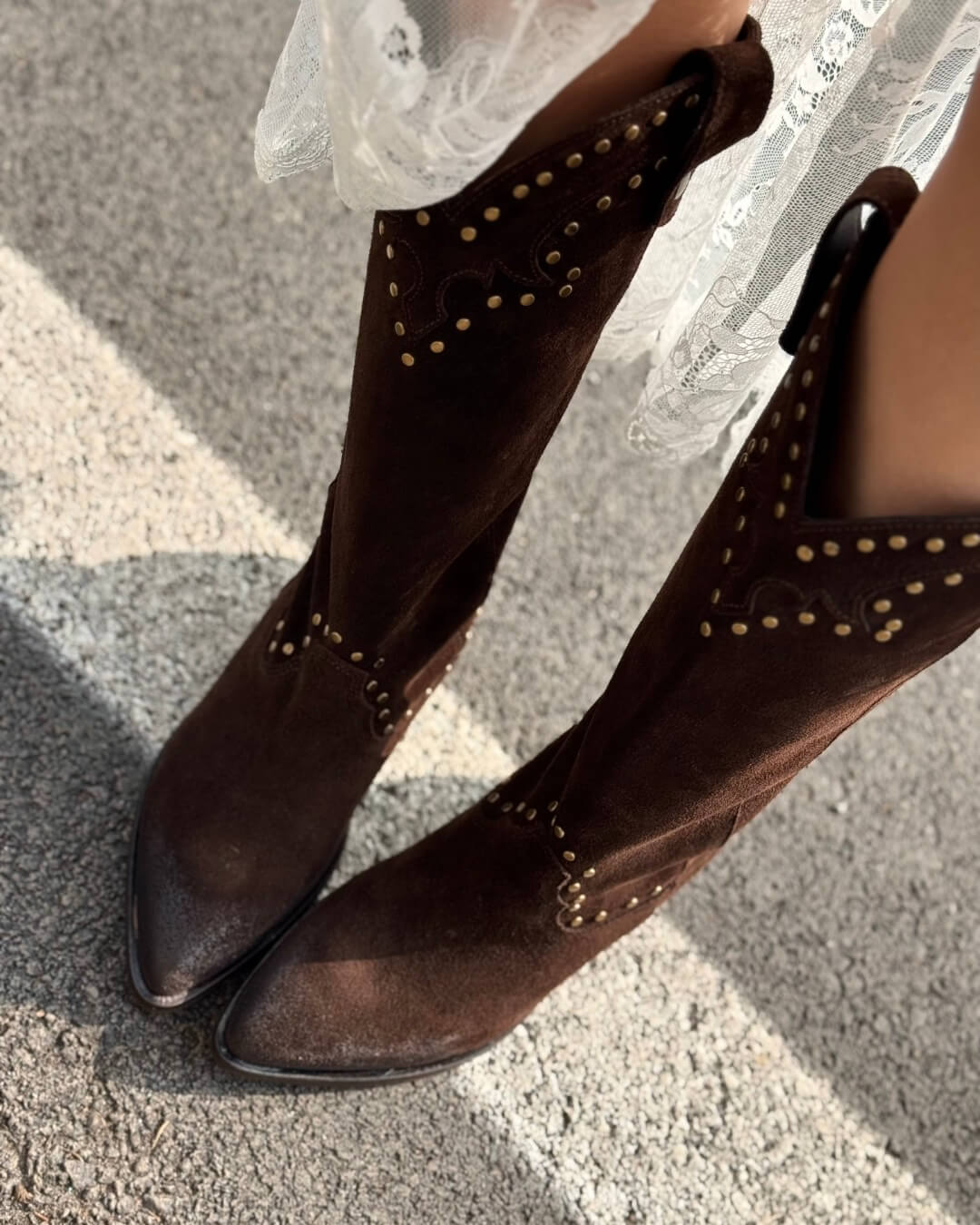 Texano Dea camoscio testa di moro con borchie