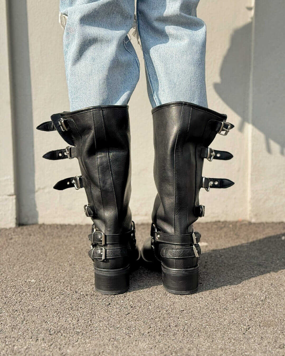 Biker Dua nero con fibbie