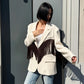 LUMINA Blazer Mateo beige con frange marroni