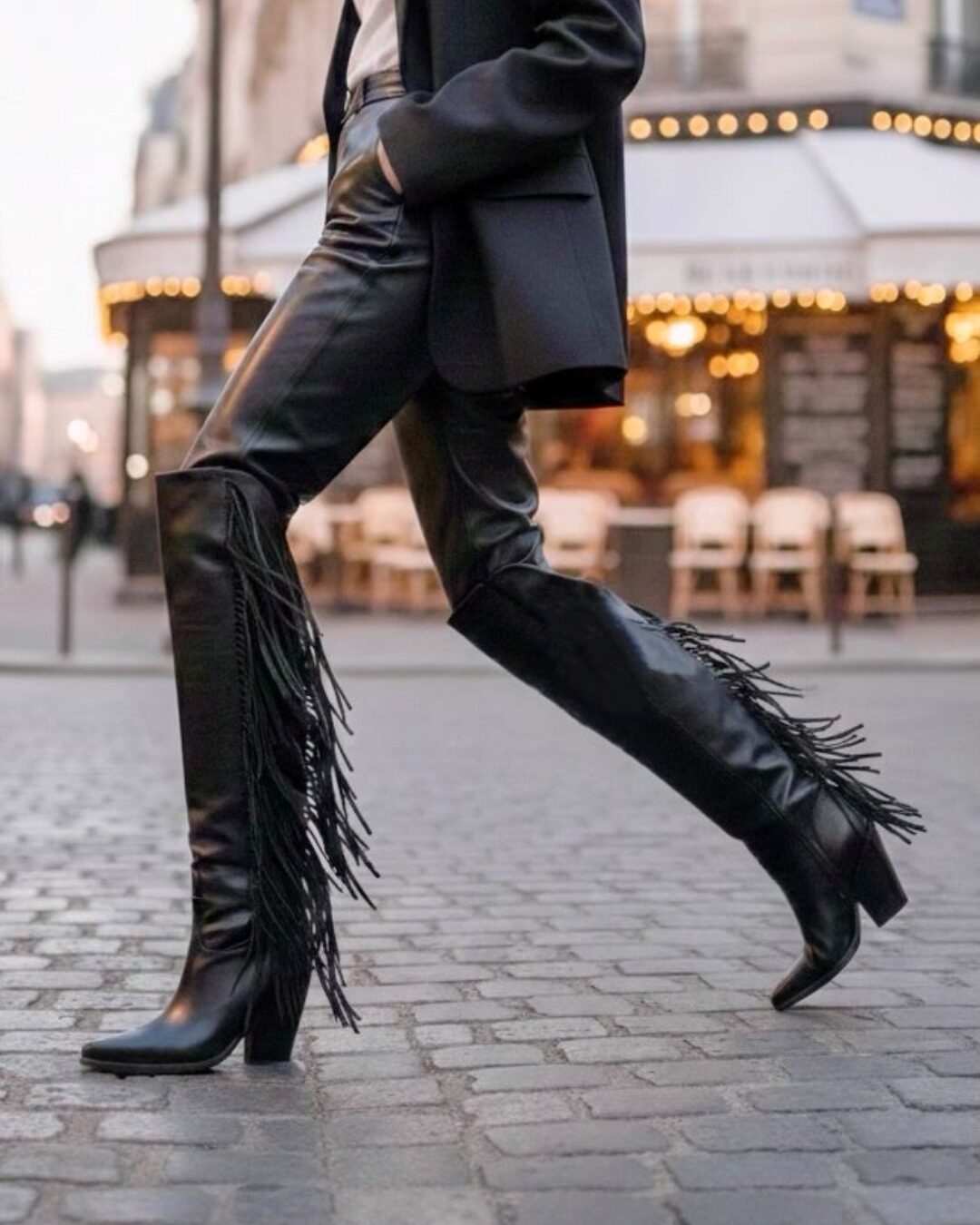 Texano Zoltan nero con frange