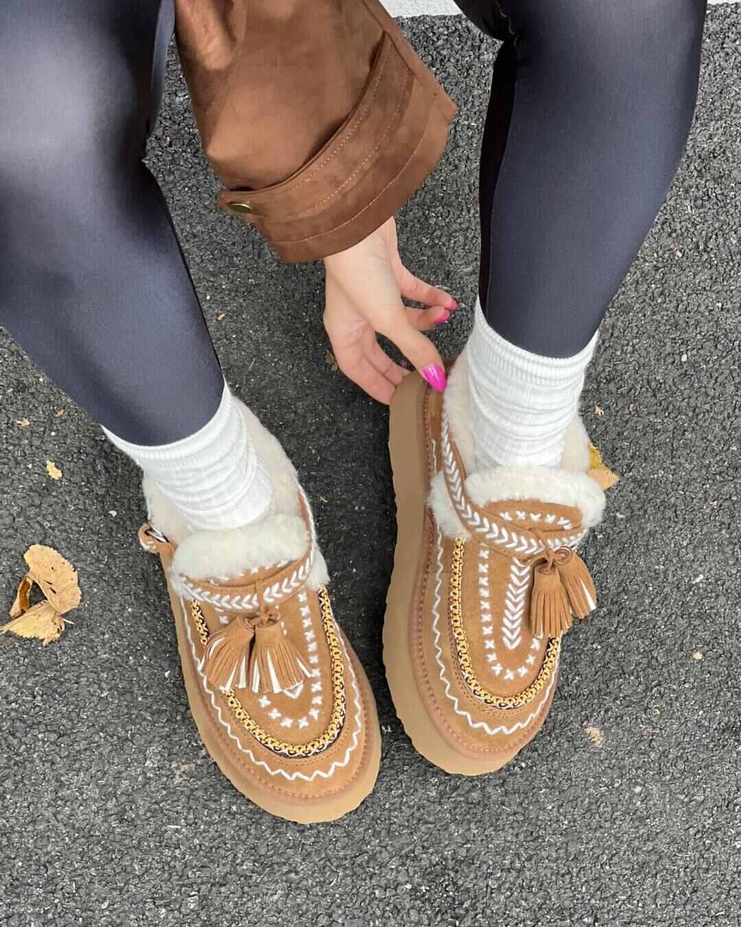 NAN-KU Sabot Clary platform camel con laccio