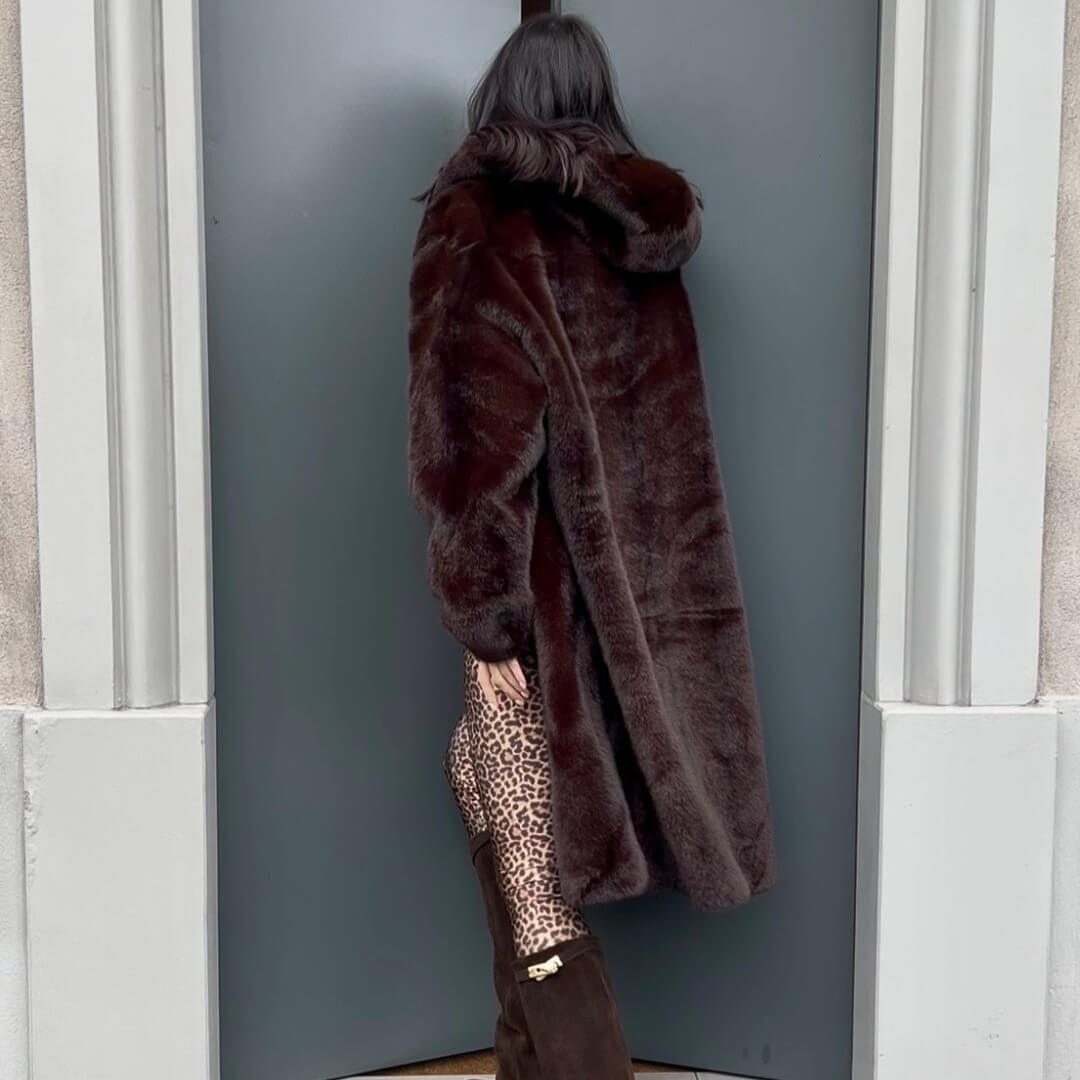 OF - Ecopelliccia Corinne marrone con cappuccio