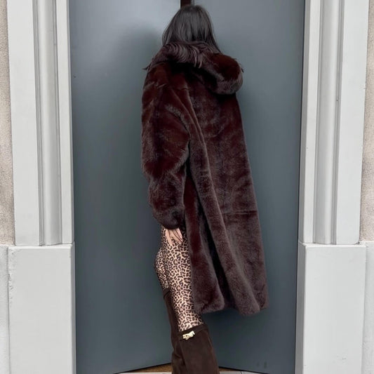 OF - Ecopelliccia Corinne marrone con cappuccio