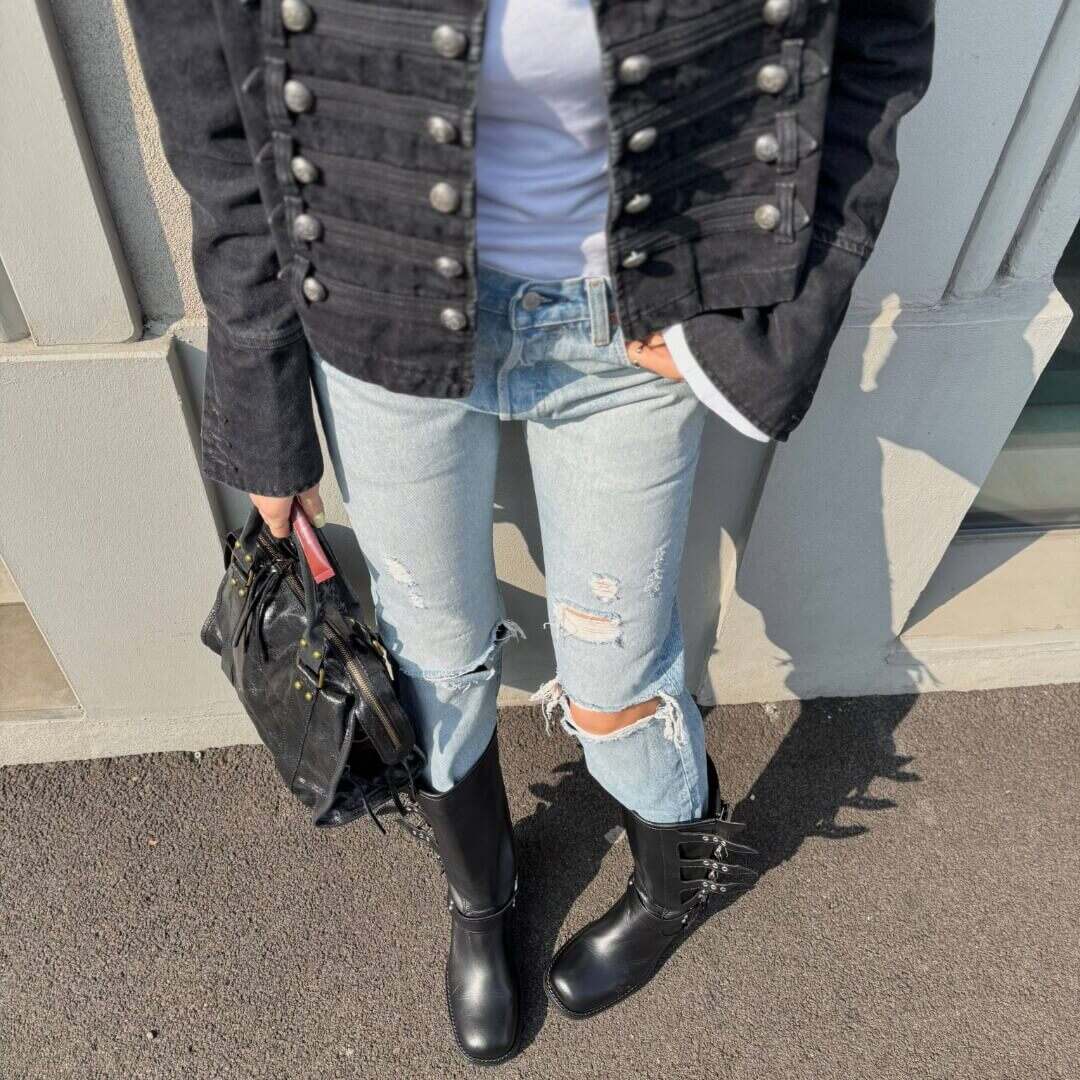 Biker Dua nero con fibbie