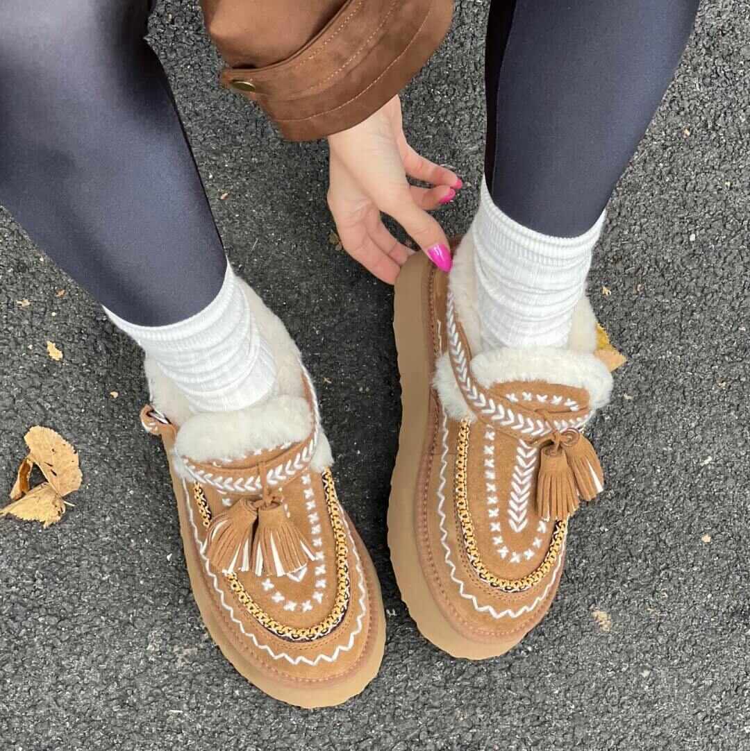 NAN-KU Sabot Clary platform camel con laccio