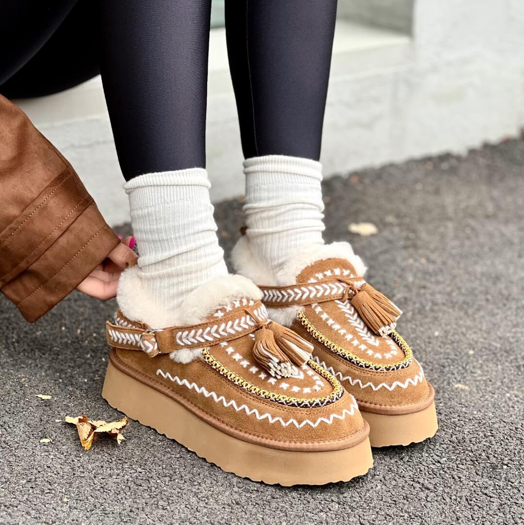 OF - NAN-KU Sabot Clary platform camel con laccio