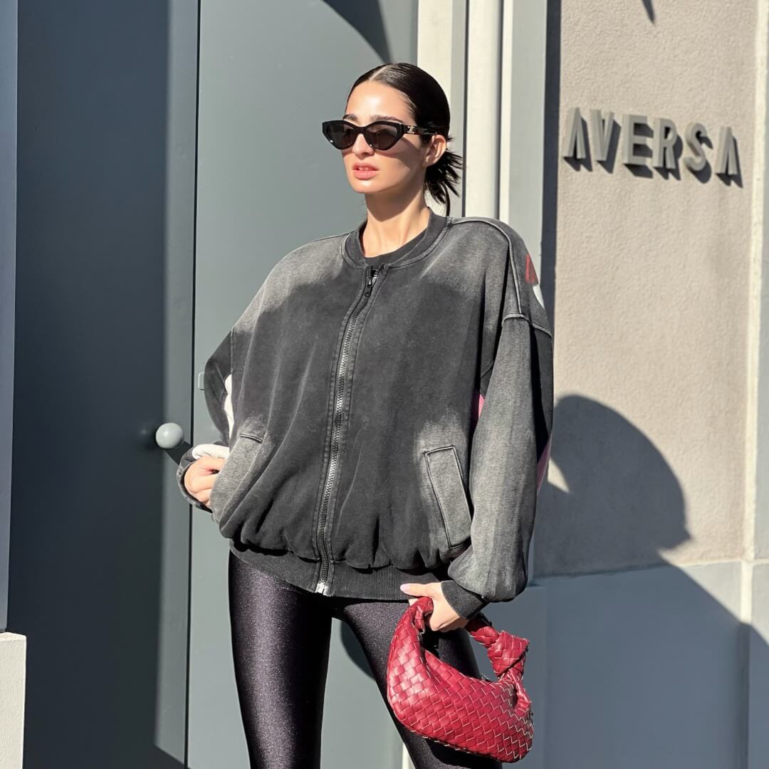 OF - Bomber felpa Kitty nero vintage