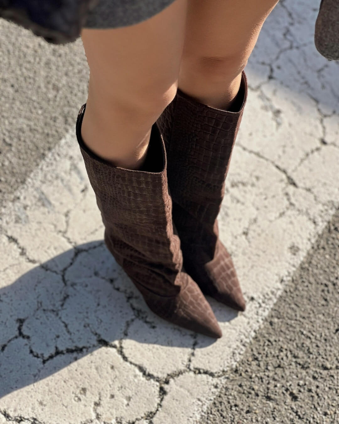 OF - Stivale Croco camoscio testa di moro