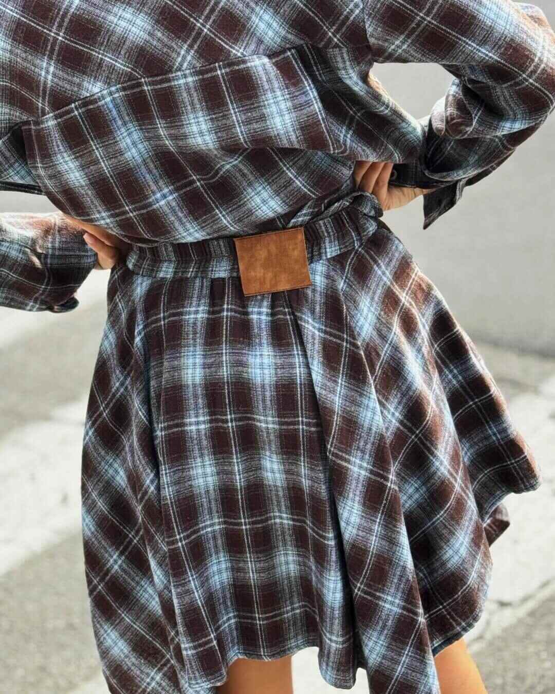 OF - Set completo Ines quadri azzurro/choco