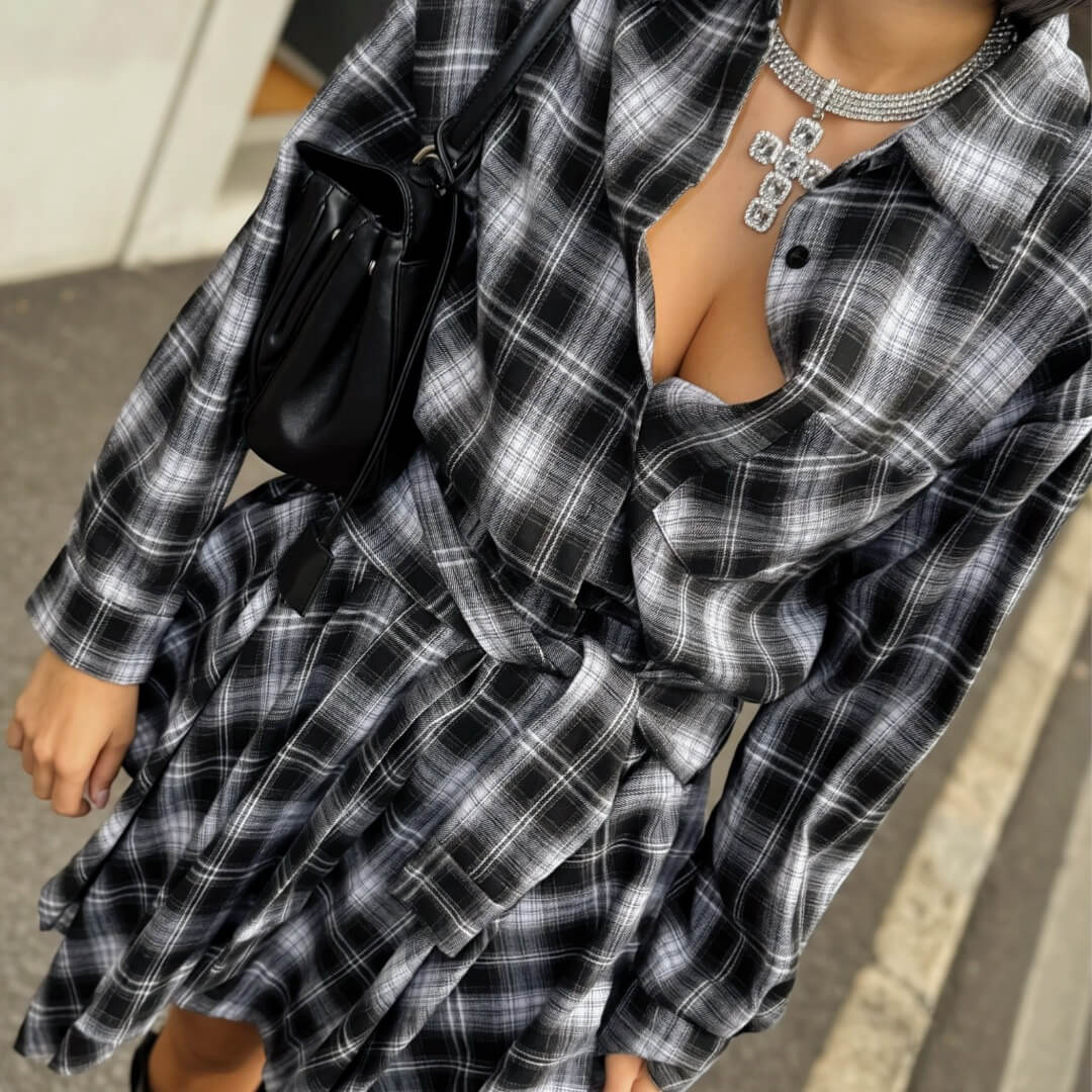 OF - Set completo Ines quadri grigio/nero