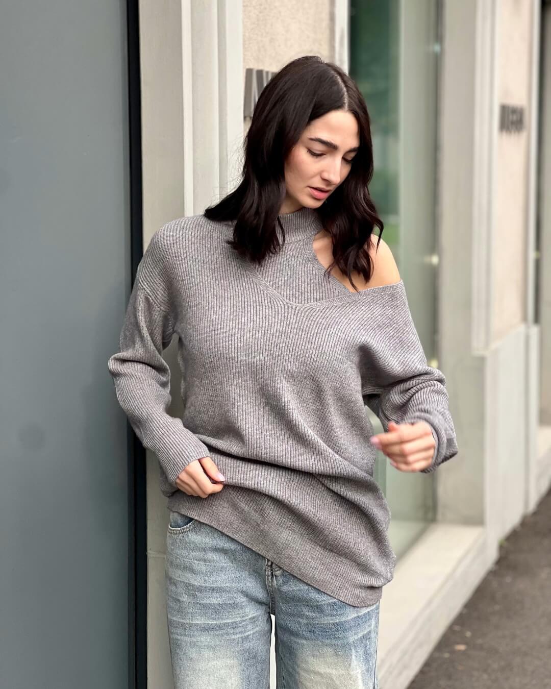 OF - Set Ginny top e maglione grigio