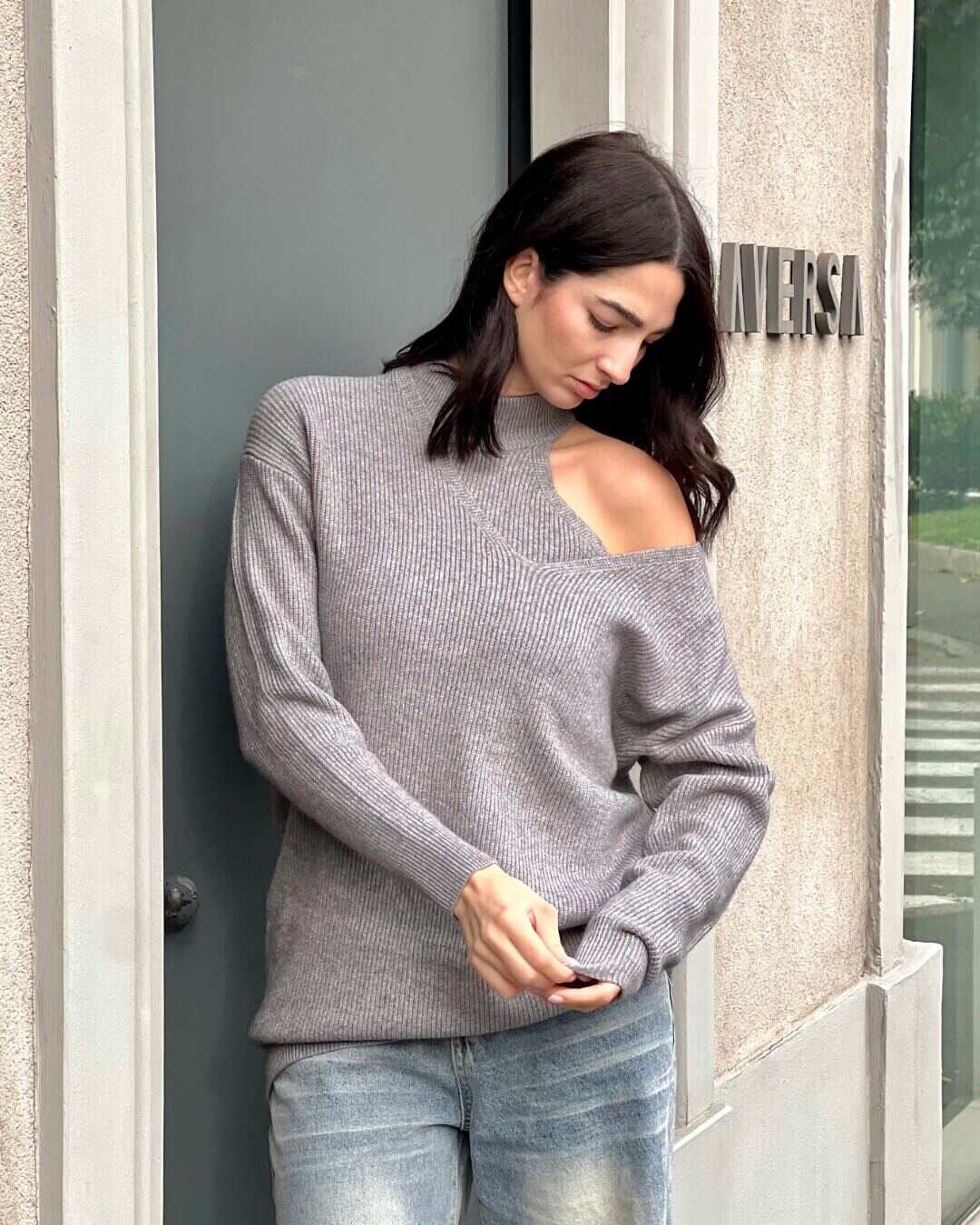 OF - Set Ginny top e maglione grigio