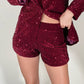 OF - Shorts Milla paillettes bordeaux