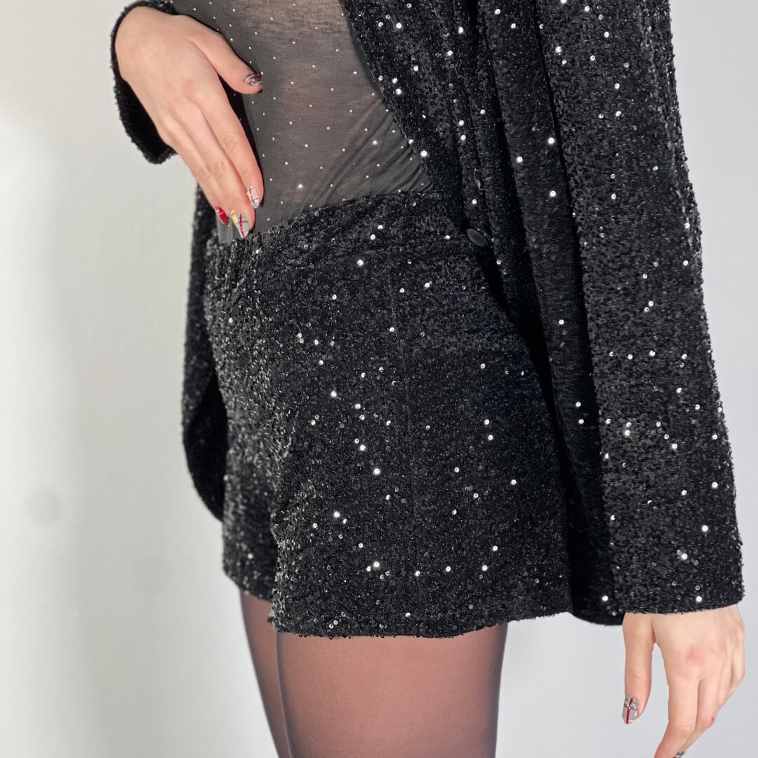 OF - Shorts Milla paillettes nero