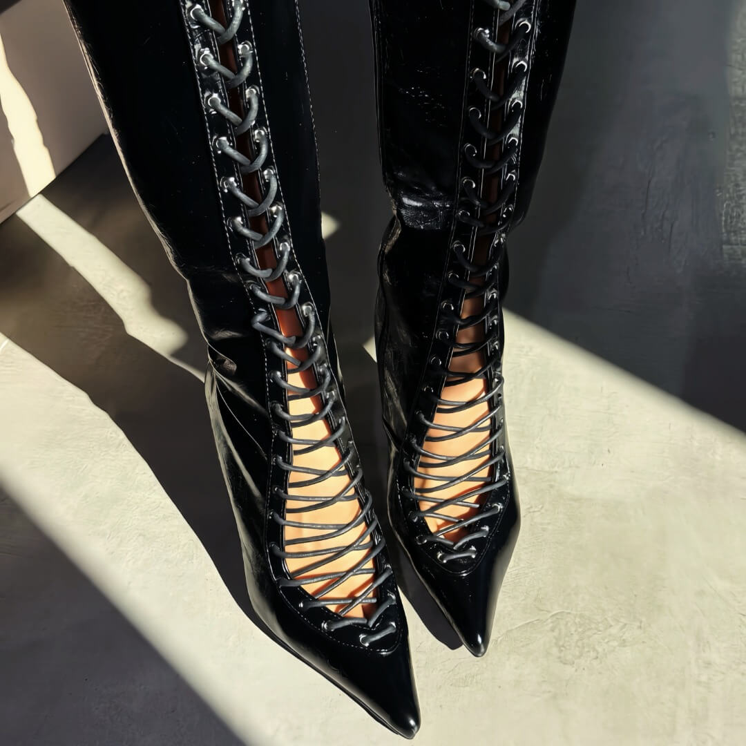 OF - Stivale Ambra stringato nero