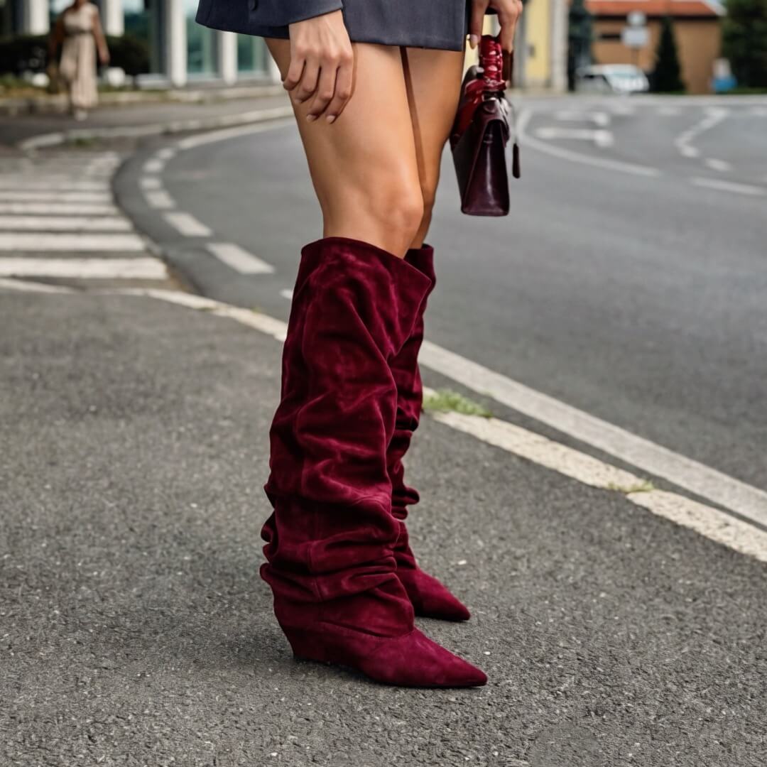 OF - Stivale Alessandra camoscio bordeaux
