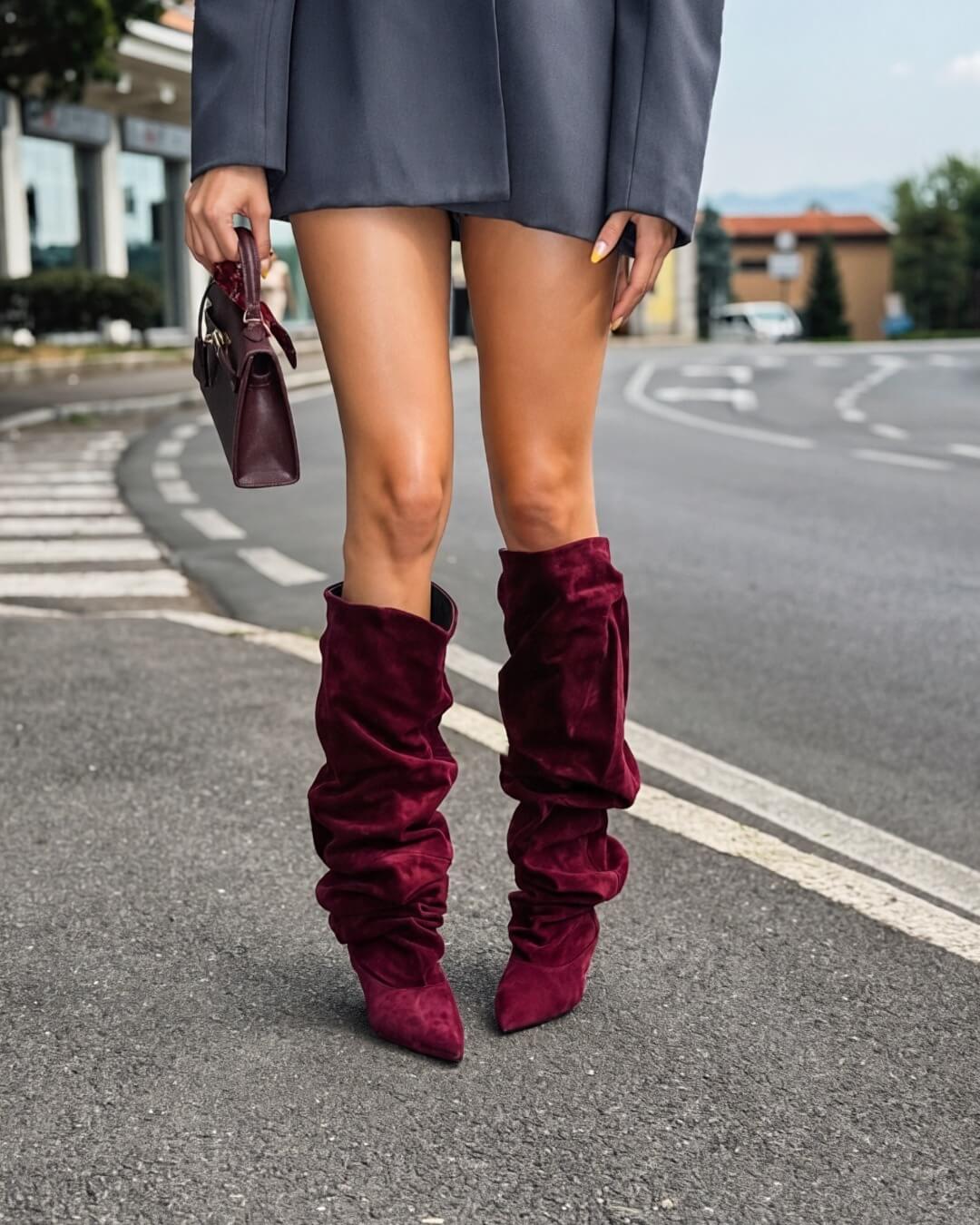 OF - Stivale Alessandra camoscio bordeaux