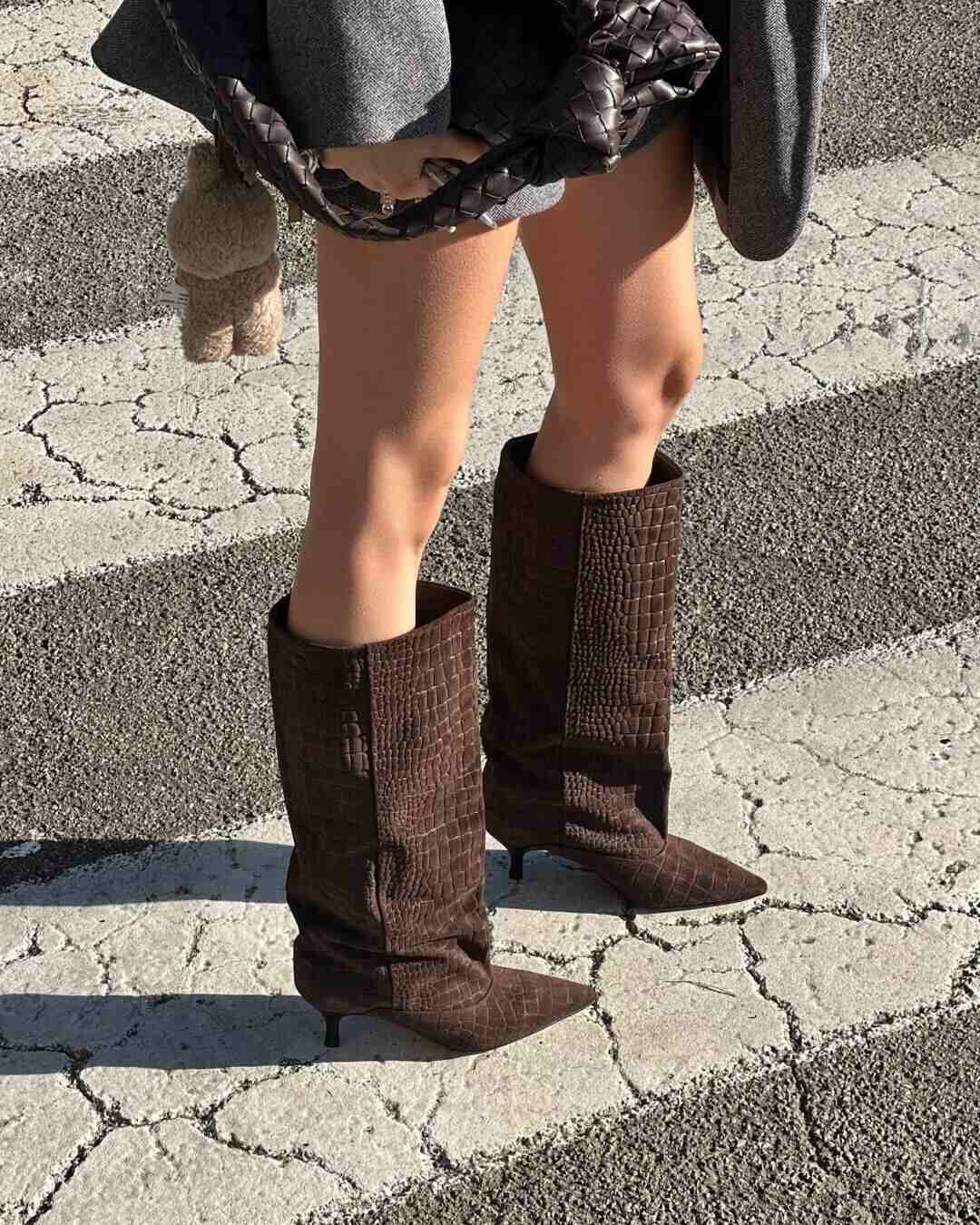 OF - Stivale Croco camoscio testa di moro