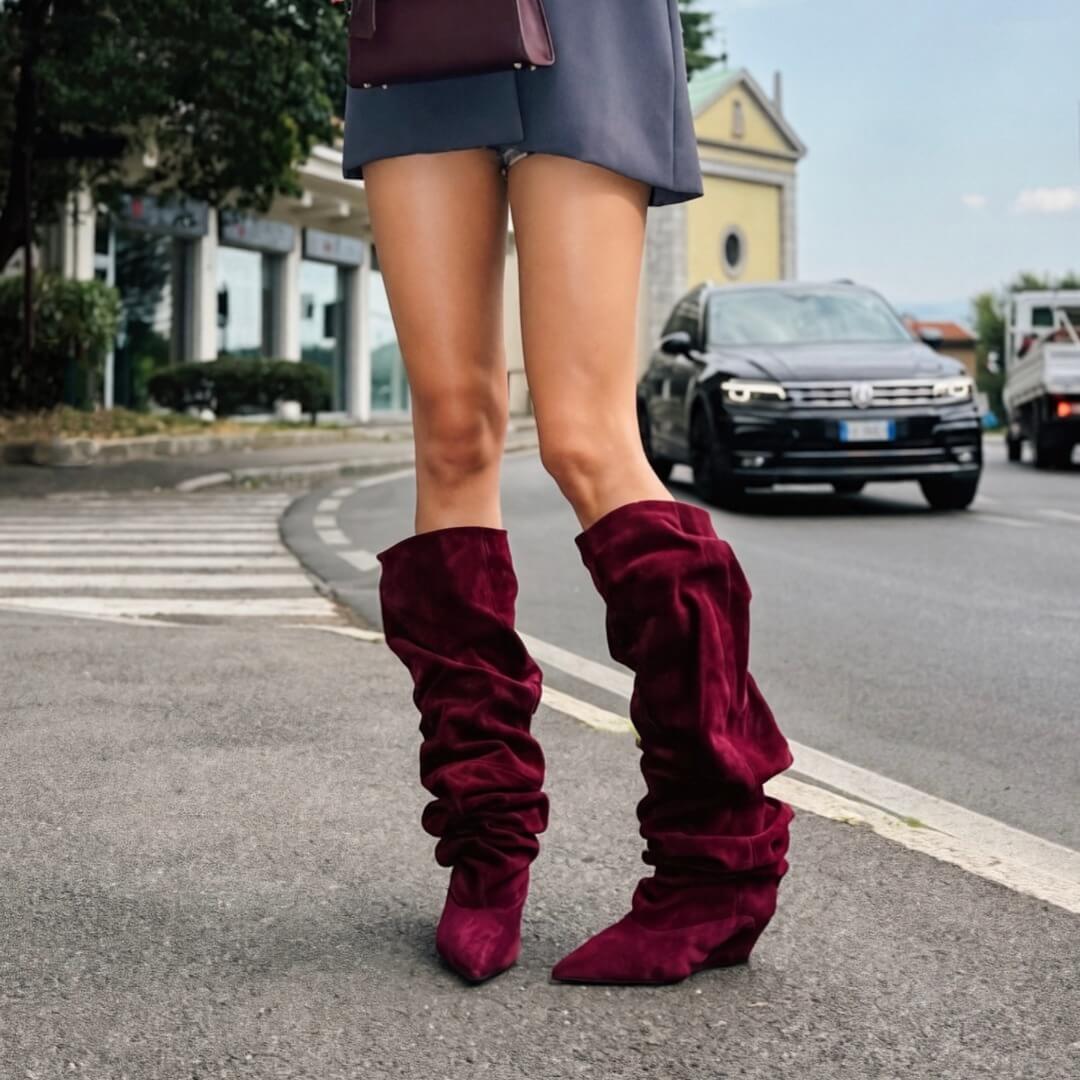 OF - Stivale Alessandra camoscio bordeaux