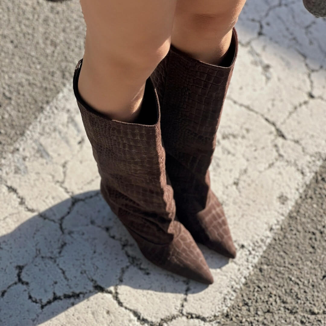 OF - Stivale Croco camoscio testa di moro