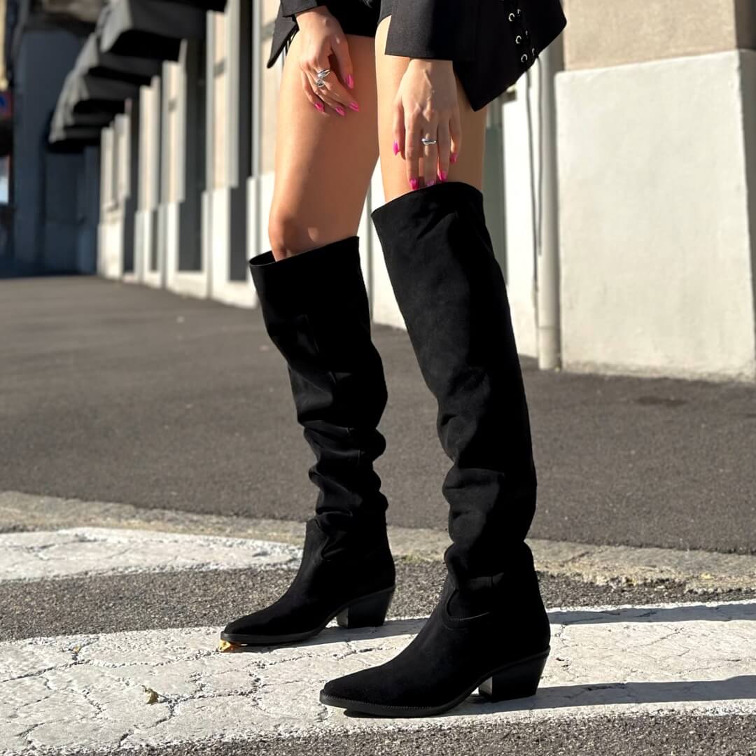 OF - Stivale Alyssa suede nero