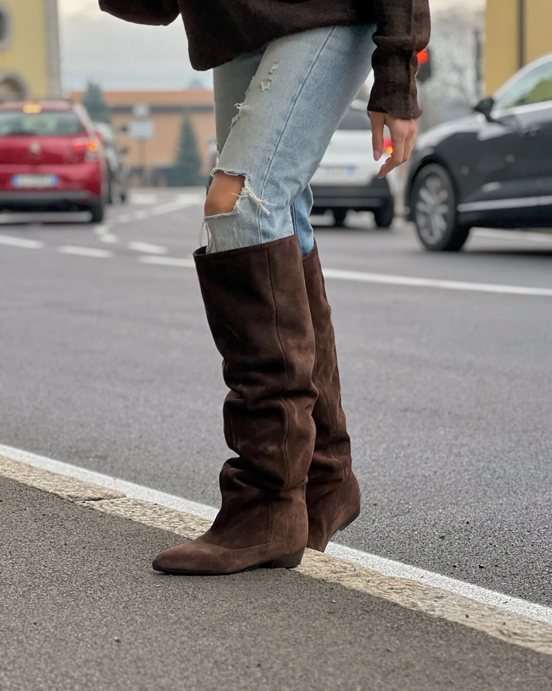 OF - Stivale Yoko camoscio testa di moro