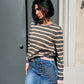 OF - LUMINA T-shirt Shea bicolor righe rosa e grigio