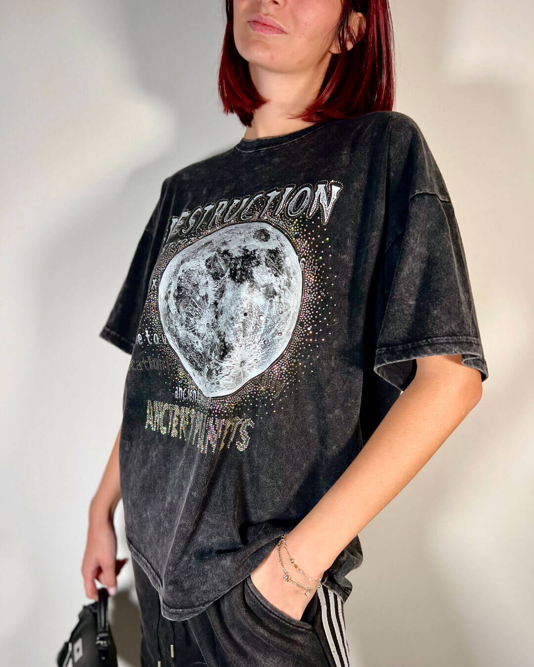 OF - T-shirt Moon strass