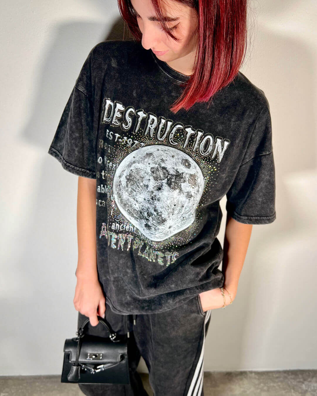 OF - T-shirt Moon strass