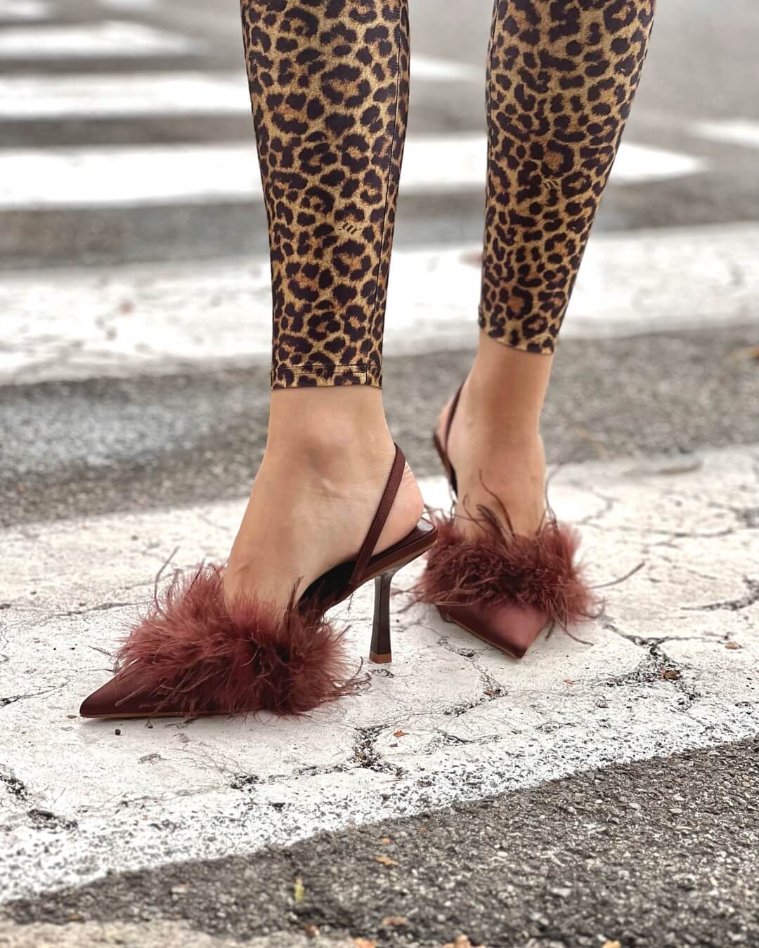 OF - Tacco Femme piume marrone