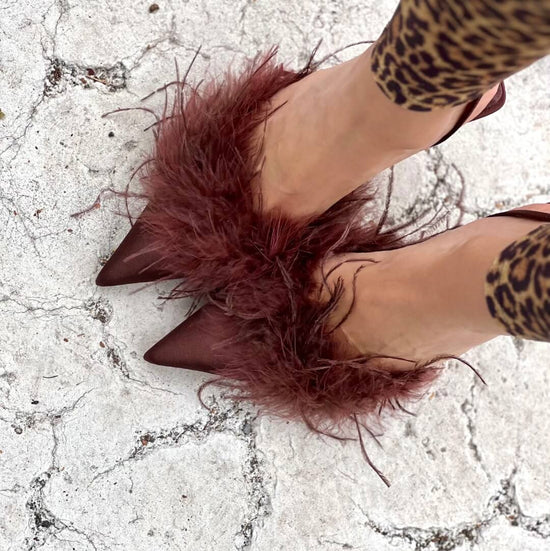 OF - Tacco Femme piume marrone