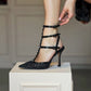 OF - Tacco Amanda nero con borchie e strass