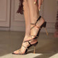 OF - Tacco Jovan satin brown con strass