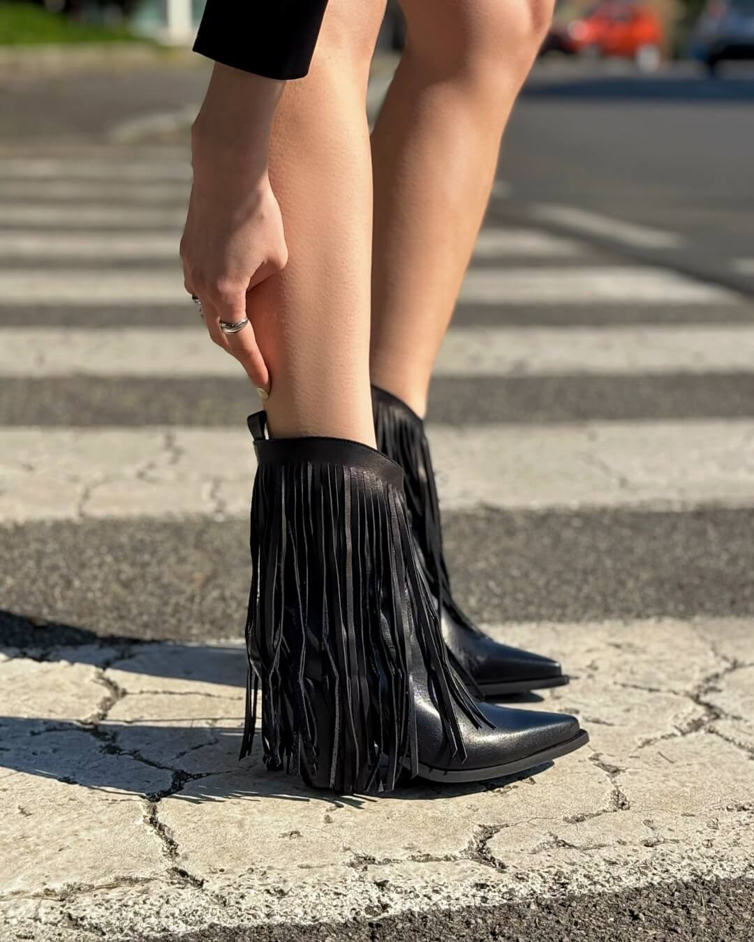 OF - Texano Alicia nero con frange