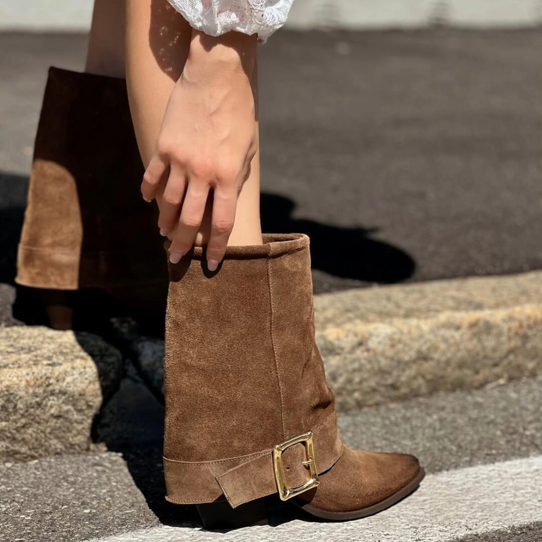 OF - Texano Vanessa taupe con fibbia oro