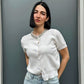 LM - Top Chanty bianco collo gioiello