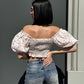 OF - Top Serena bianco con fiori