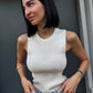 OF - Top Jenny bianco con pietre e aperture