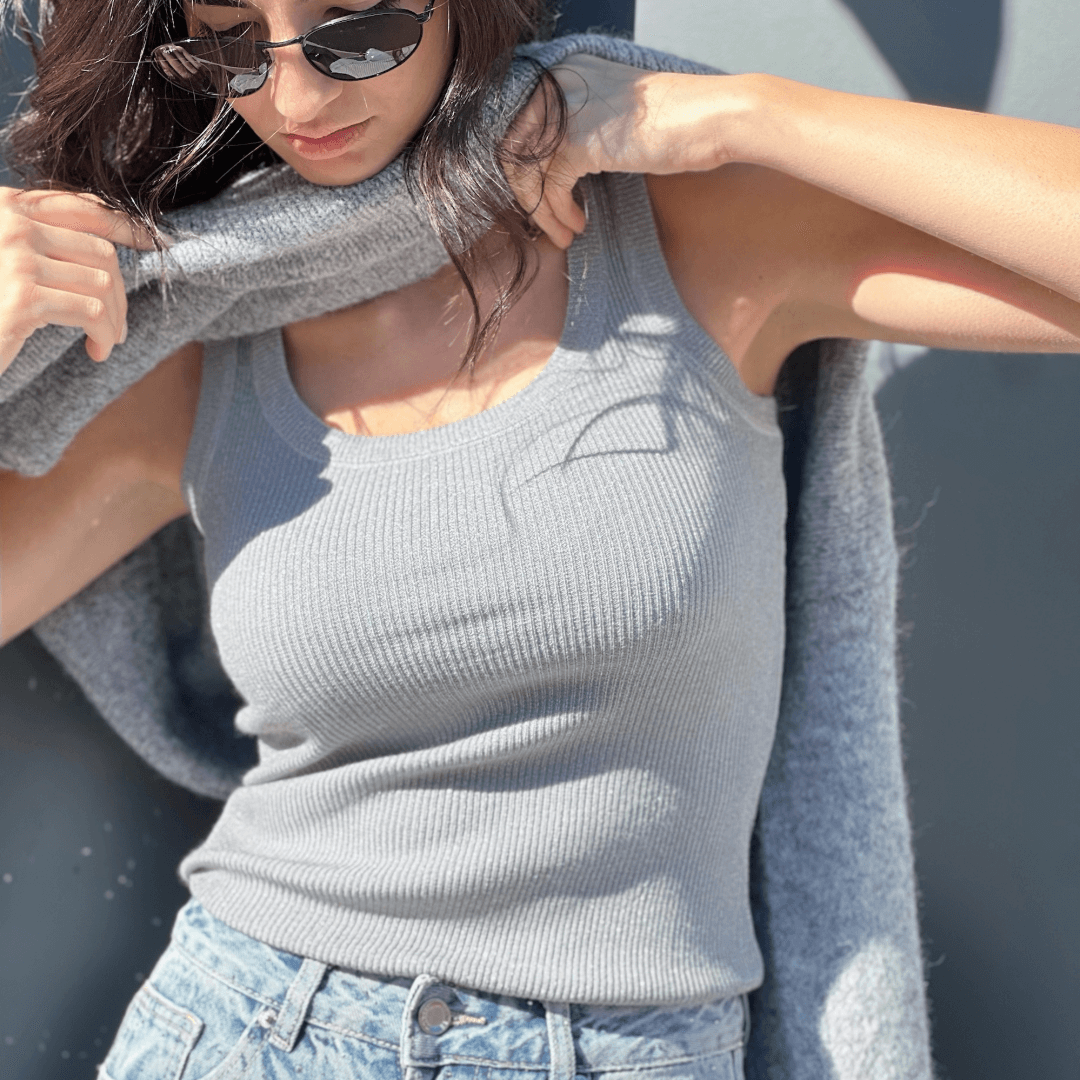 LM - Top Evy lurex grigio