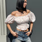 OF - Top Serena bianco con fiori