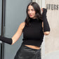 LM - Top Angela nero con manicotti