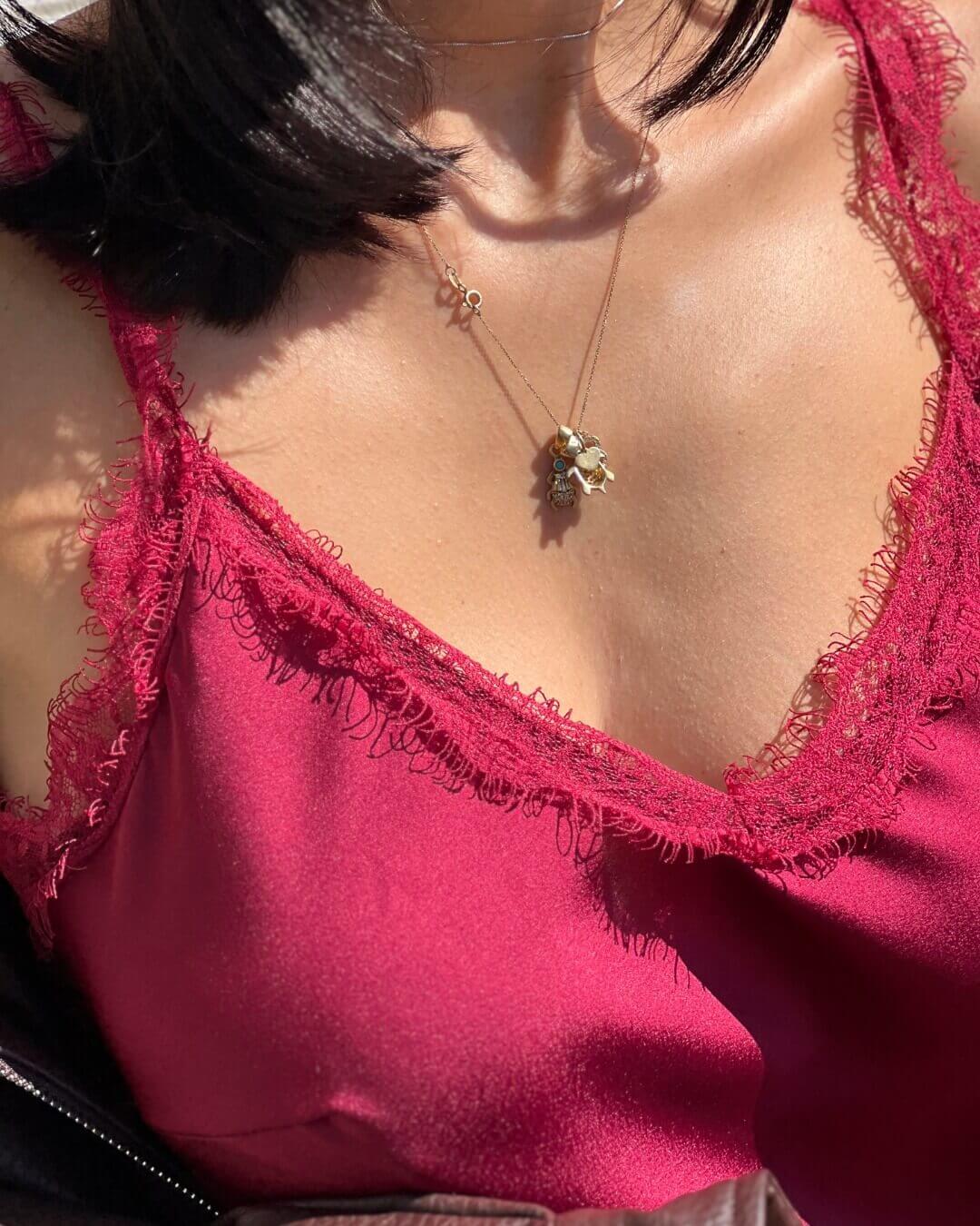 OF - Abito Leli bordeaux con inserti pizzo